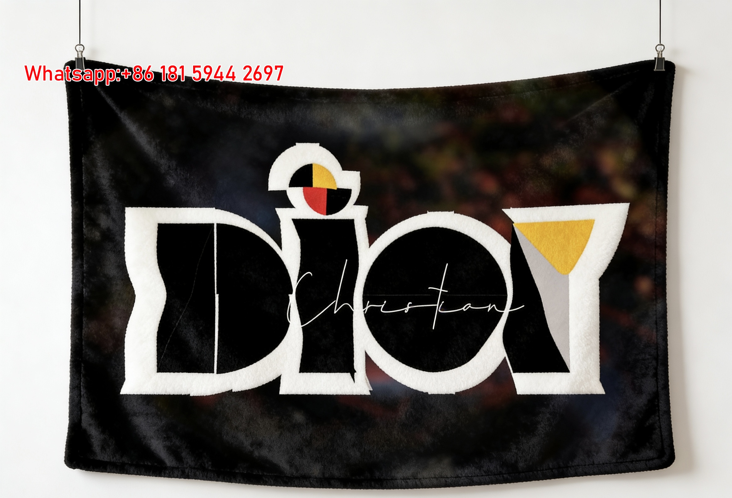 Christian Dior Modern Color Block Flannel Sofa Throw Blanket D440